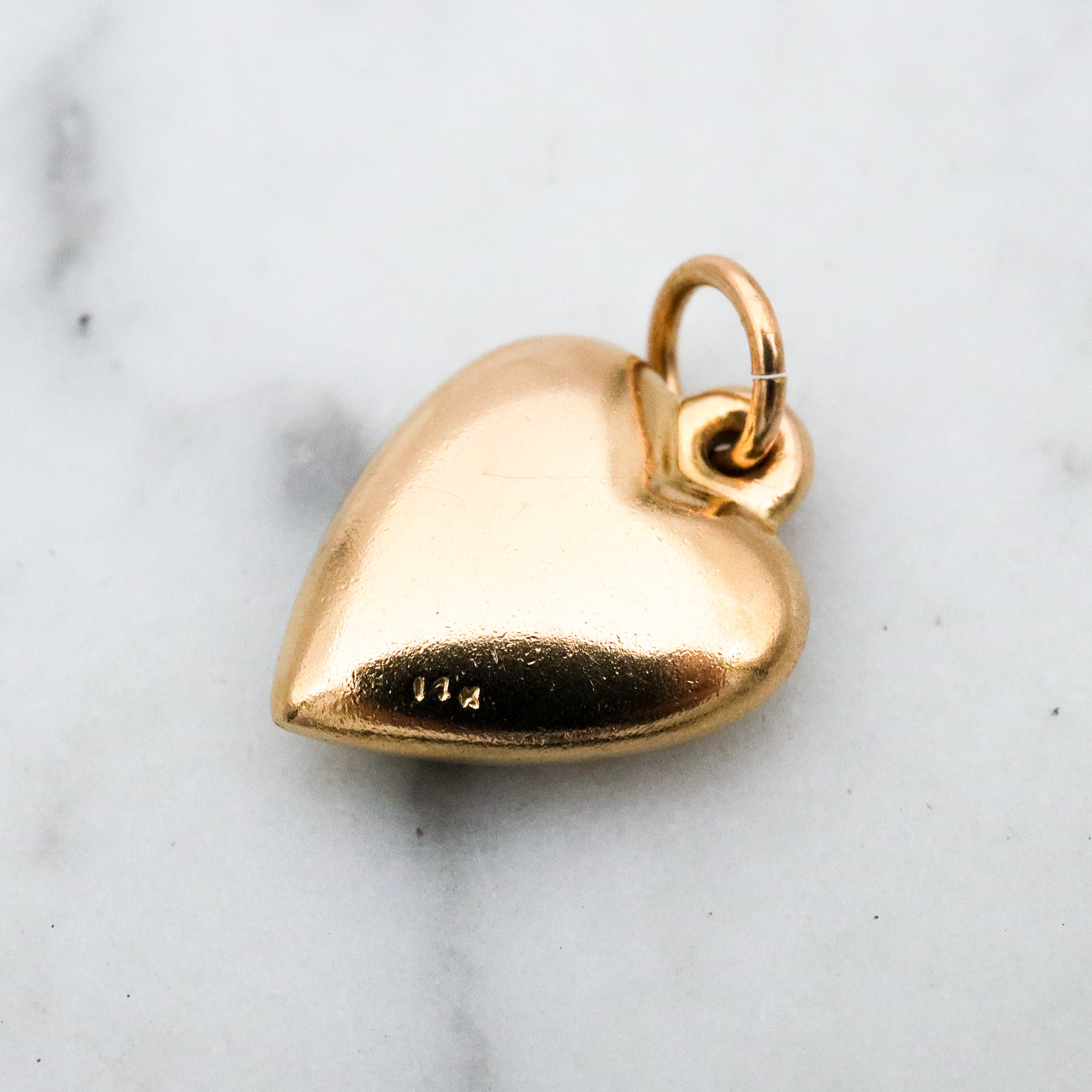 vintage 14k gold puffy heart charm pendant
